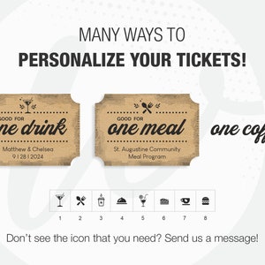 Personalized DRINK TICKETS / vouchers / tokens for free drinks Good for one drink Set of 50/100/200 image 5