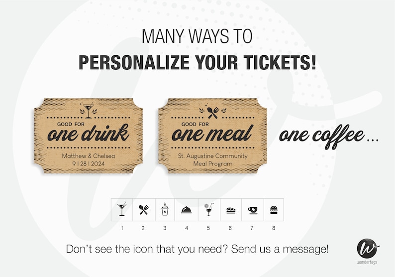 Personalized DRINK TICKETS / vouchers / tokens for free drinks Good for one drink Set of 50/100/200 image 5