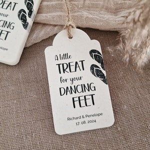 A little treat for your dancing feet Personalized TAGS for flip flops wedding favors Set of 50/100/200 image 2