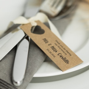 Thank you for sharing our first meal Personalized TAGS for table decor at weddings Set of 50/100/200 image 2