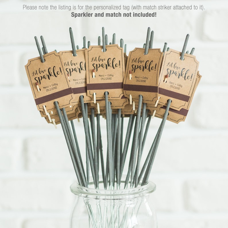 Personalized SPARKLER TAGS for wedding, party, anniversary, engagement (Set of 50\/100\/200)