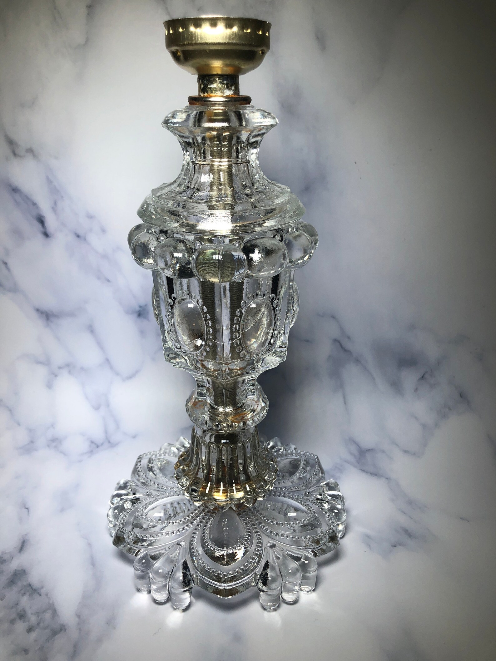 Vintage Crystal Glass Lamp Claw Feet Table Lamp Etsy