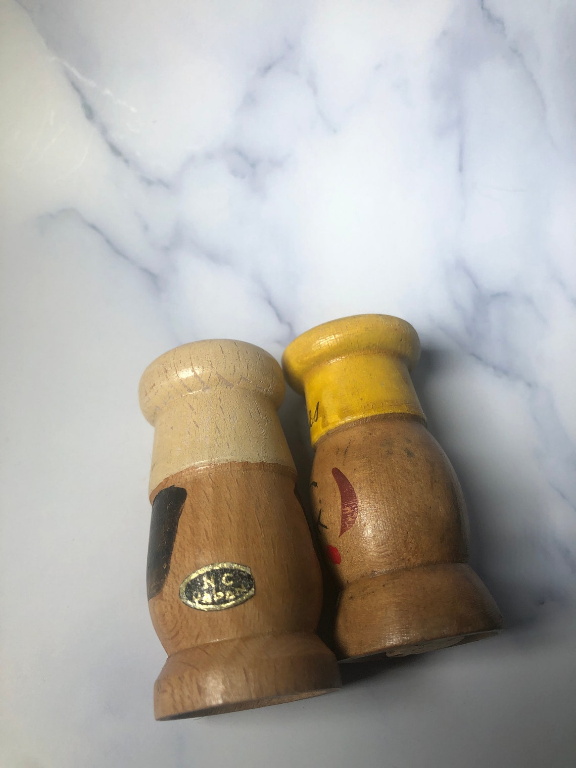 Rare Vintage Wood Salt and Pepper Shakers by NC Japan Chef Etsy