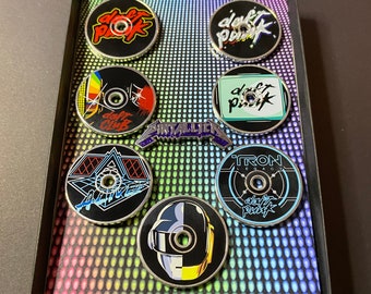 Daft Punk CDs Hard Enamel Pins (SINGLE PINS) - Discovery Alive 2007 Random Access Memories House EDM Lapel Pin