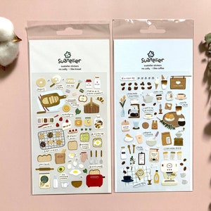Suatelier パンが好き 1083、コーヒーが好き 1084 / ベーカリー / カフェ / 食べ物 / 日常 / ライフスタイル / 韓国ステッカー / バレットジャーナル / ポストクロッシング