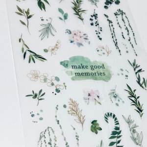 Stickers imprimés MU feuillage vert 105 / plantes / stickers à transfert / bullet journal / agenda / post-crossing / bricolage