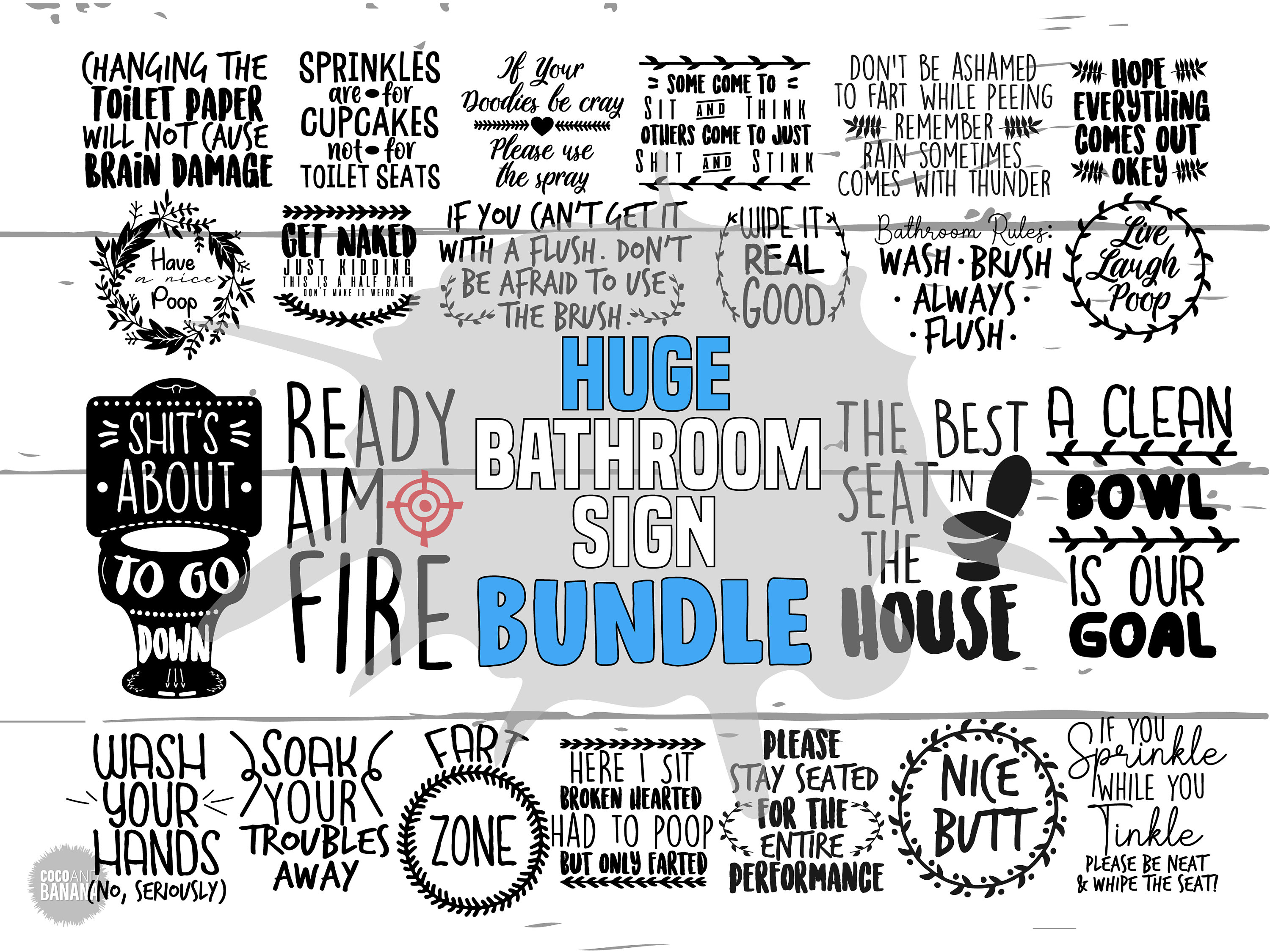 Download Bathroom Sign Svg Bundle Funny Bathroom Svg Restroom ...