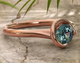 Montana Sapphire Engagement Ring, Teal Sapphire Engagement Ring, Sapphire Engagement Ring, Nature Montana Sapphire Engagement Ring