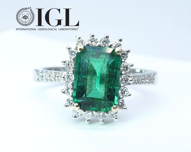 Zambia Emerald Vintage Engagement Ring, IGL Certified Natural Emerald
