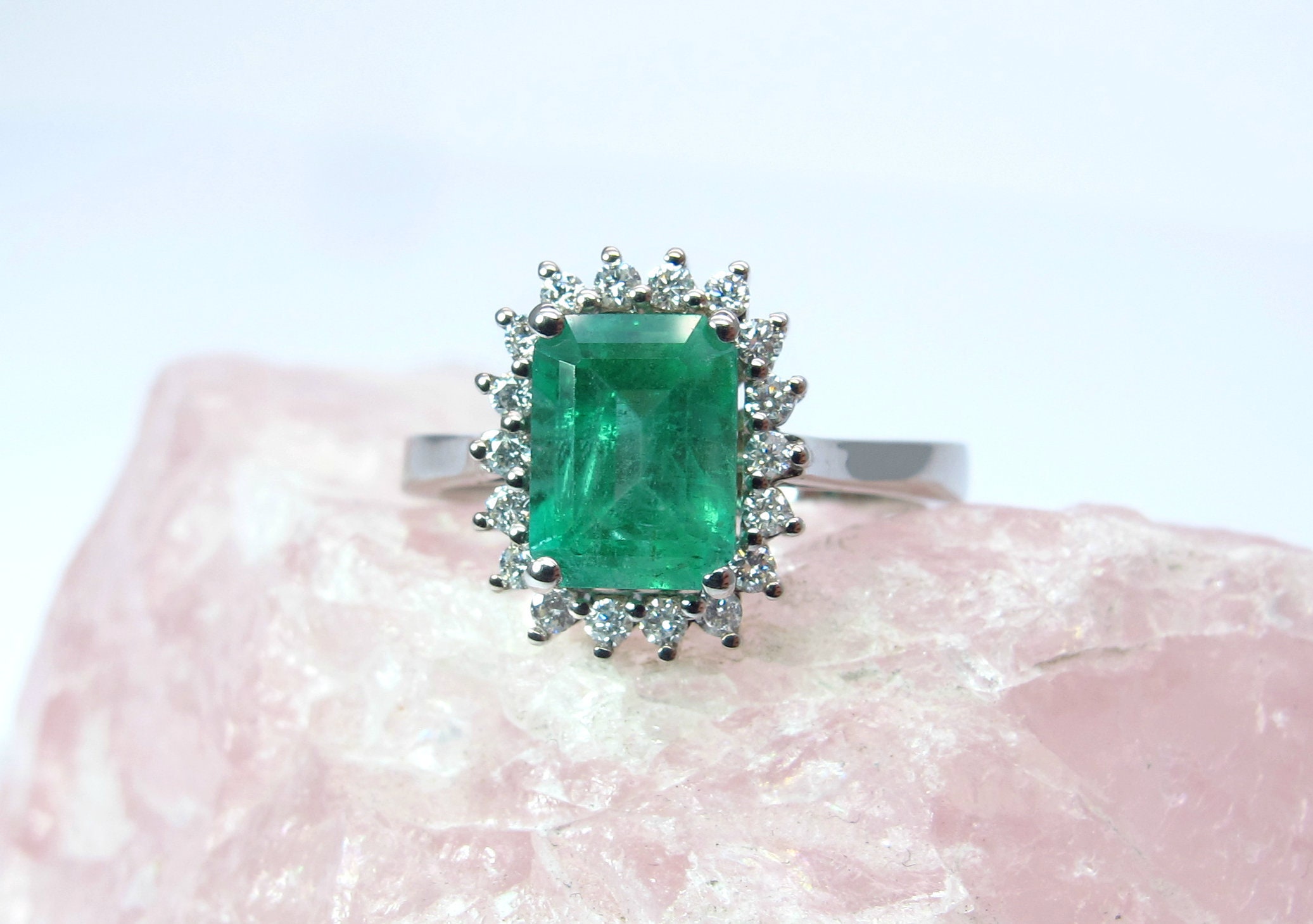 Zambian Emerald Vintage Engagement Ring Natural Unheated | Etsy