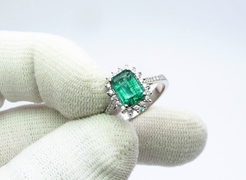 Zambia Emerald Vintage Engagement Ring, IGL Certified Natural Emerald
