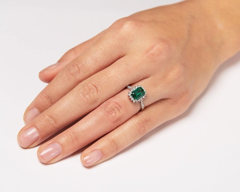 Zambia Emerald Vintage Engagement Ring, IGL Certified Natural Emerald