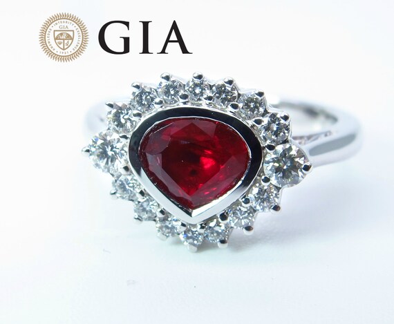 Unique Red Ruby Engagement Ring Victorian Style Engagement