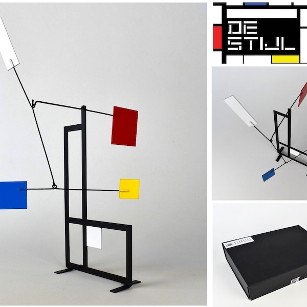 STABILE MOBILE "De Stijl I" Signed & numbered numbered art signed Modernist Mondrian Rietveld Verneuil Creations Mid Century Art Sculpture