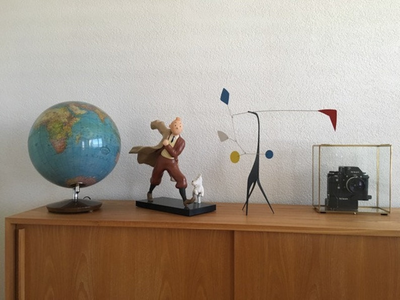 STABIEL Staande mobiele komeet Handgemaakt in Frankrijk Mid Century Sculpture art 100% staal Limited Edition genummerde geschenkdoos afbeelding 3