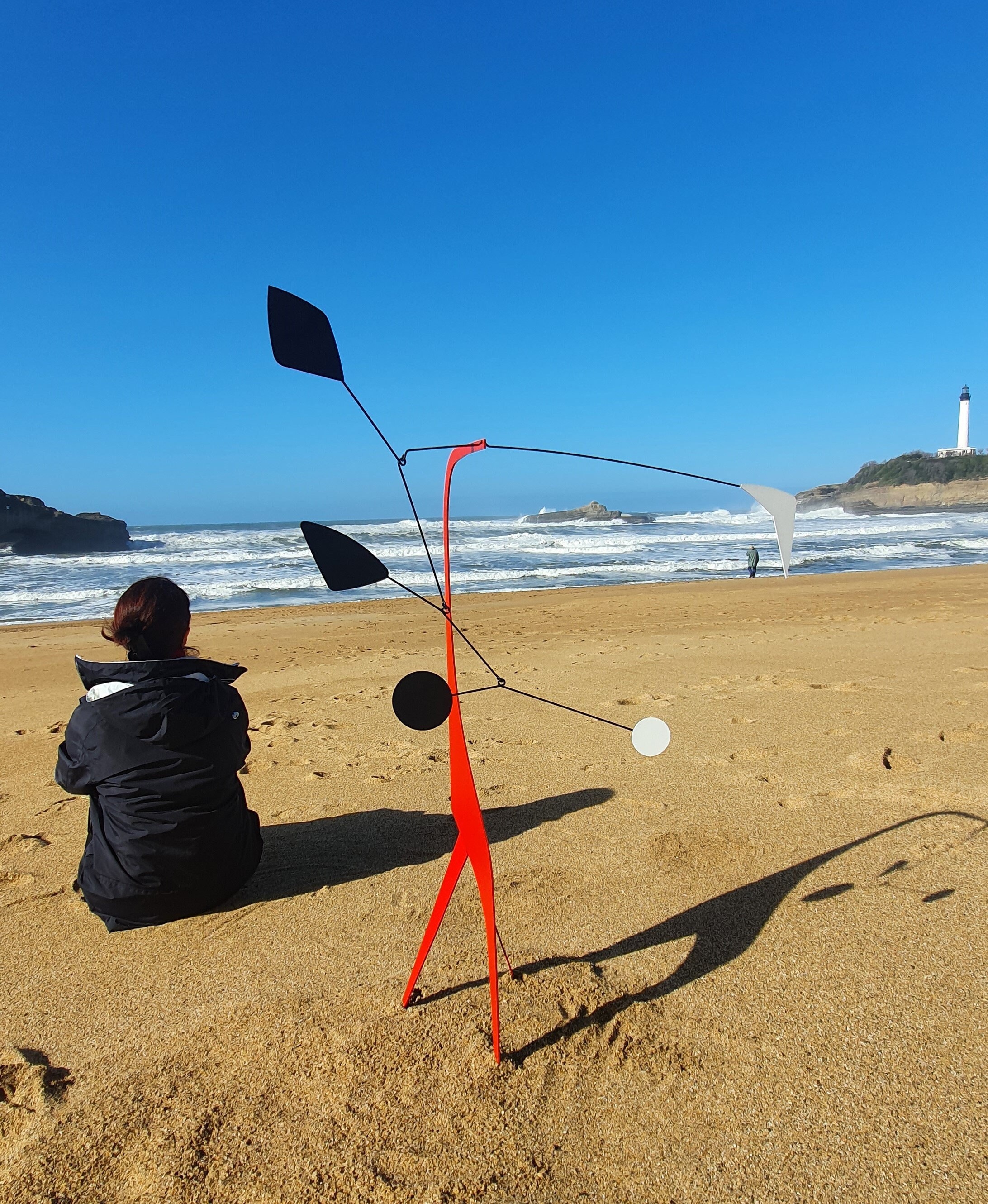 Grand Stabile Mobile Verneuil Red Comet Sculpture Kinetic Handmade in France Design Mid Century Stee