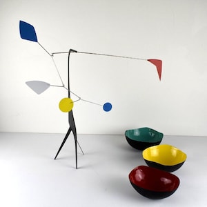 STABIEL Staande mobiele komeet Handgemaakt in Frankrijk Mid Century Sculpture art 100% staal Limited Edition genummerde geschenkdoos afbeelding 1