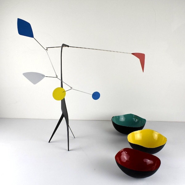 STABIEL Staande mobiele komeet Handgemaakt in Frankrijk Mid Century Sculpture art 100% staal Limited Edition genummerde geschenkdoos