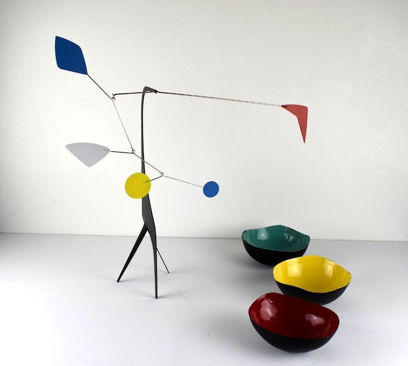 STABIEL Staande mobiele komeet Handgemaakt in Frankrijk Mid Century Sculpture art 100% staal Limited Edition genummerde geschenkdoos afbeelding 1