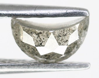 0.54 CT Half Moon Salt and Pepper Diamond, Loose Natural Gem