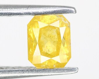 0.58 Carat Emerald Cut Yellow Diamond, Yellow Loose Diamond
