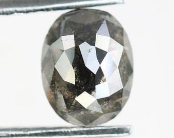 Diamante sal y pimienta ovalado de 1,23 quilates / Diamante gris natural suelto
