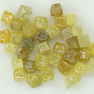 Yellow Raw Rough Uncut Diamond Cube - Natural Loose Diamond for Her Antique Wedding Ring & Gifts for Mom - Salt and Pepper Gemstone
