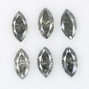 Natural Salt and Pepper Diamond 0.80 Carats | Marquise 2.50x5.00mm | Opaque Clarity | 6 Pieces Loose Diamonds for Jewelry & Rings