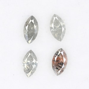 Natürlicher Salz- und Pfefferdiamant 0.43 Karat | Marquise 2.30x4.50mm | Opak Klarheit | 4 Stück Lose Diamanten für Schmuck & Ringe