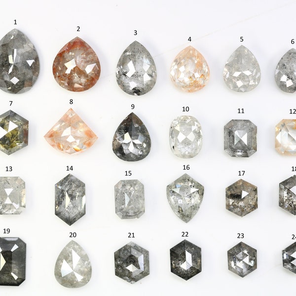 Natural Loose Salt and Pepper Diamond Ring Natural Loose Pear, Oval, Hexagon, Shield Cut Diamond
