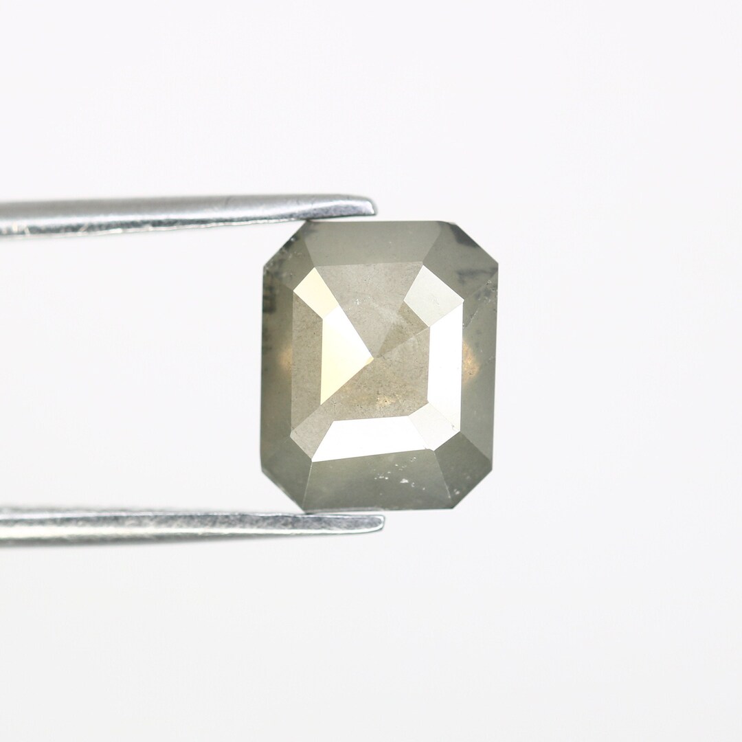 1.95 CT Salt and Pepper Emerald Cut Diamond Ring Etsy