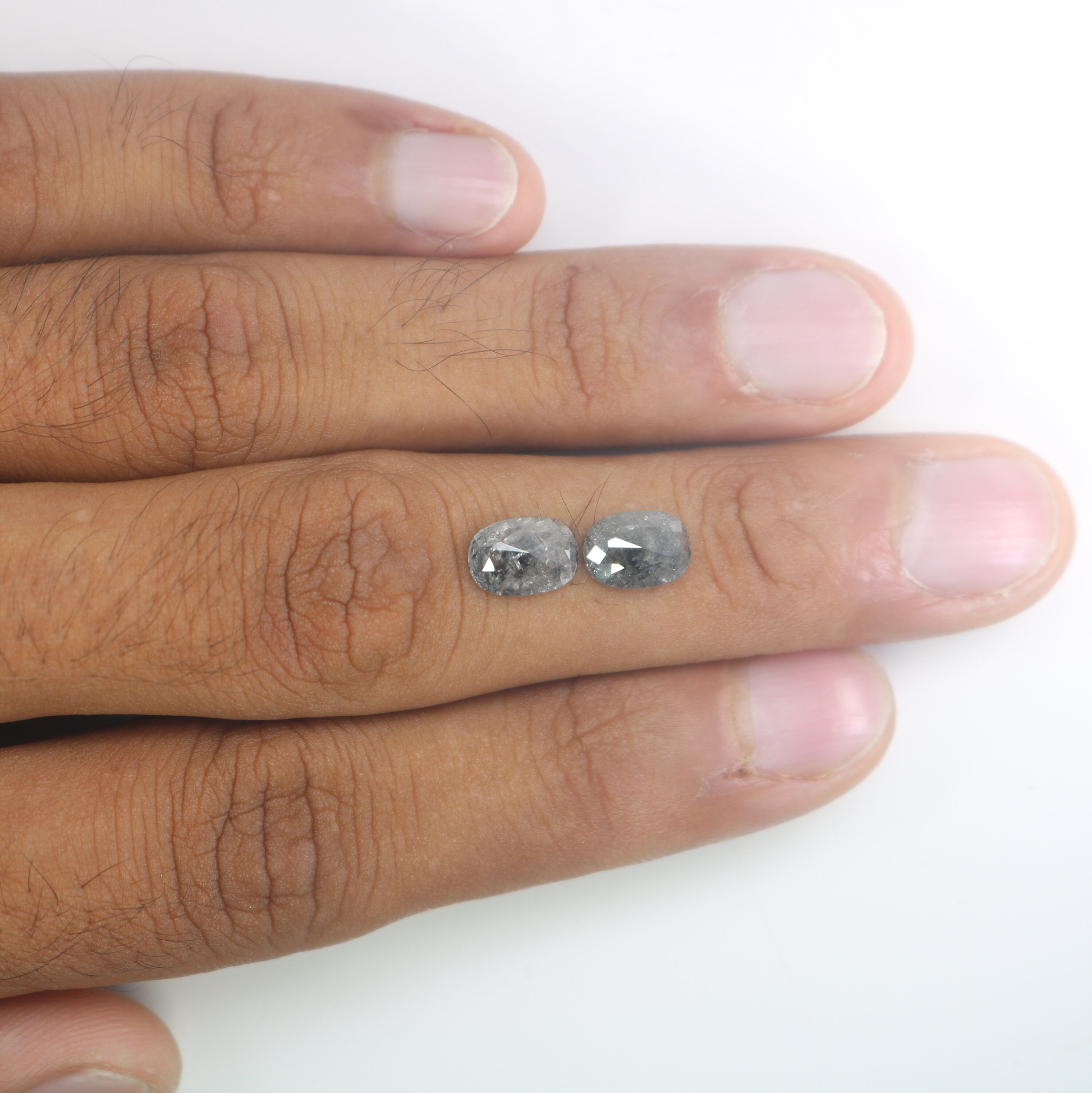 Oval Shaped Salt And Pepper Diamond Pair For Engagement Ring Etsy