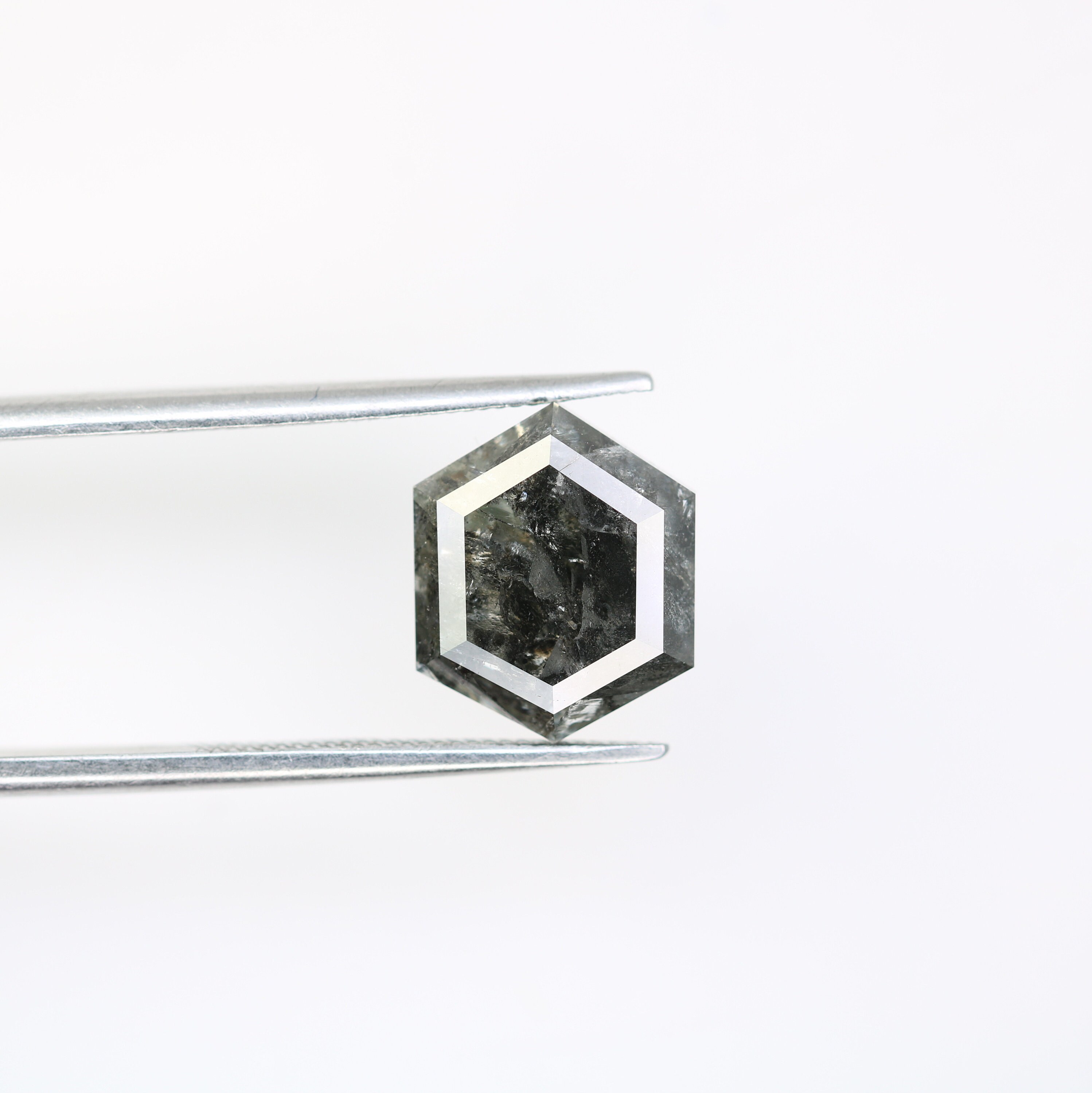 4.21 CT Hexagon Salt and Pepper Diamond Ring | Etsy