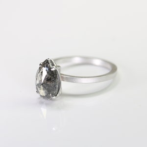 Pear Salt and Pepper Diamond White Gold Engagement Ring - Etsy