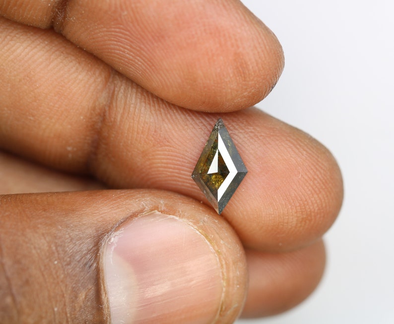 Green Salt and Pepper Loose Kite Diamond Ring Etsy