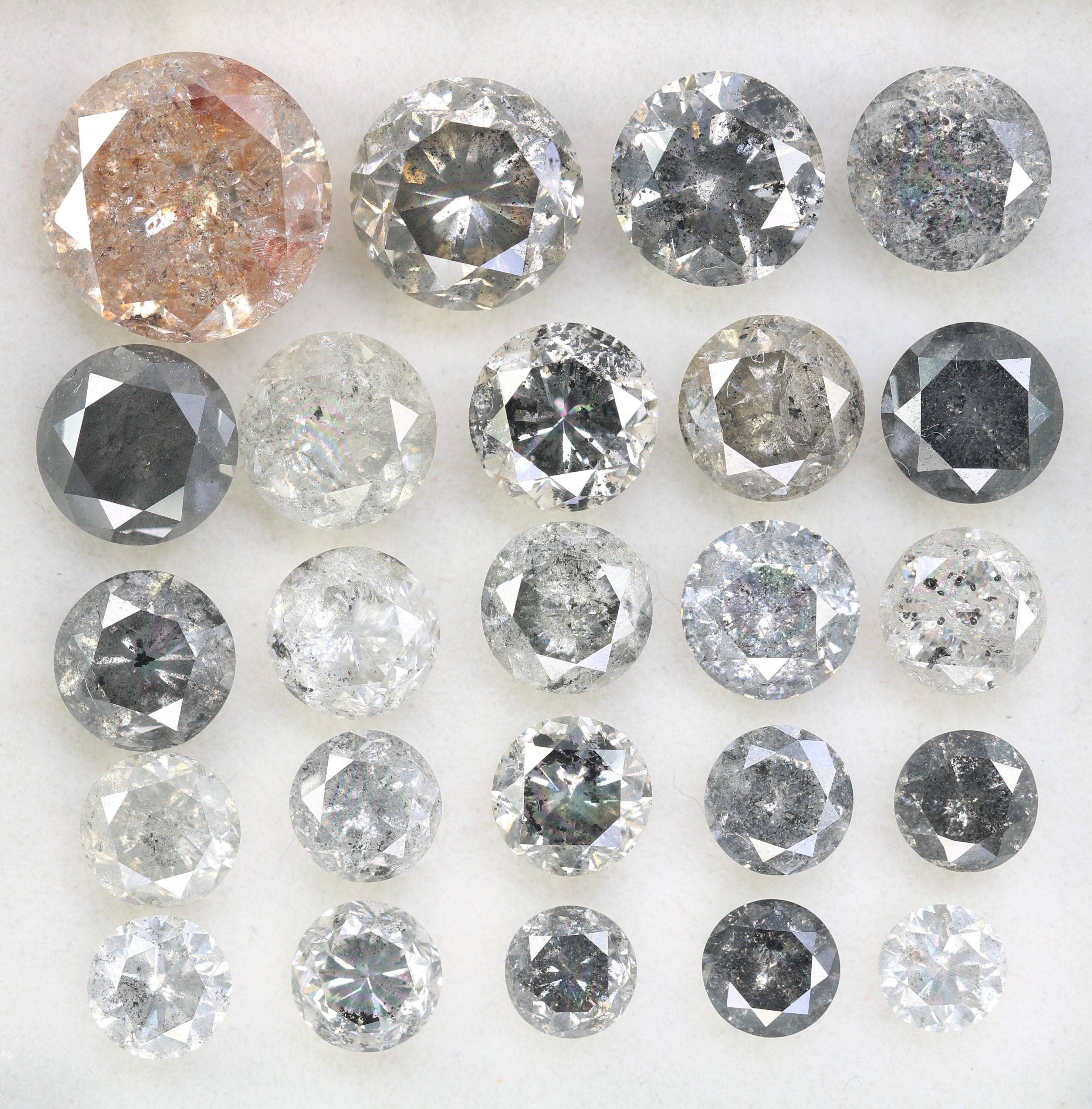 Round Stone Salt and Pepper Diamond Ring Etsy