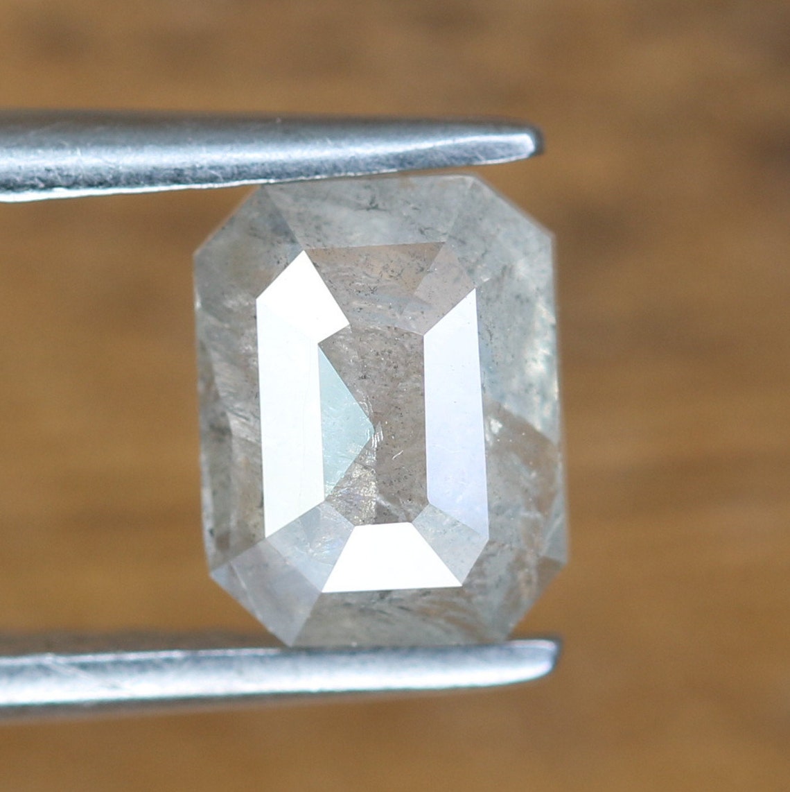 Transparent Salt and Pepper Emerald Cut Diamond Etsy