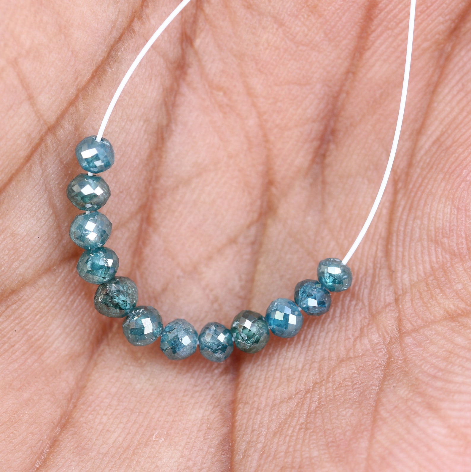 2.55 CT Natural Blue Loose Diamond Beads for Wedding/ Etsy