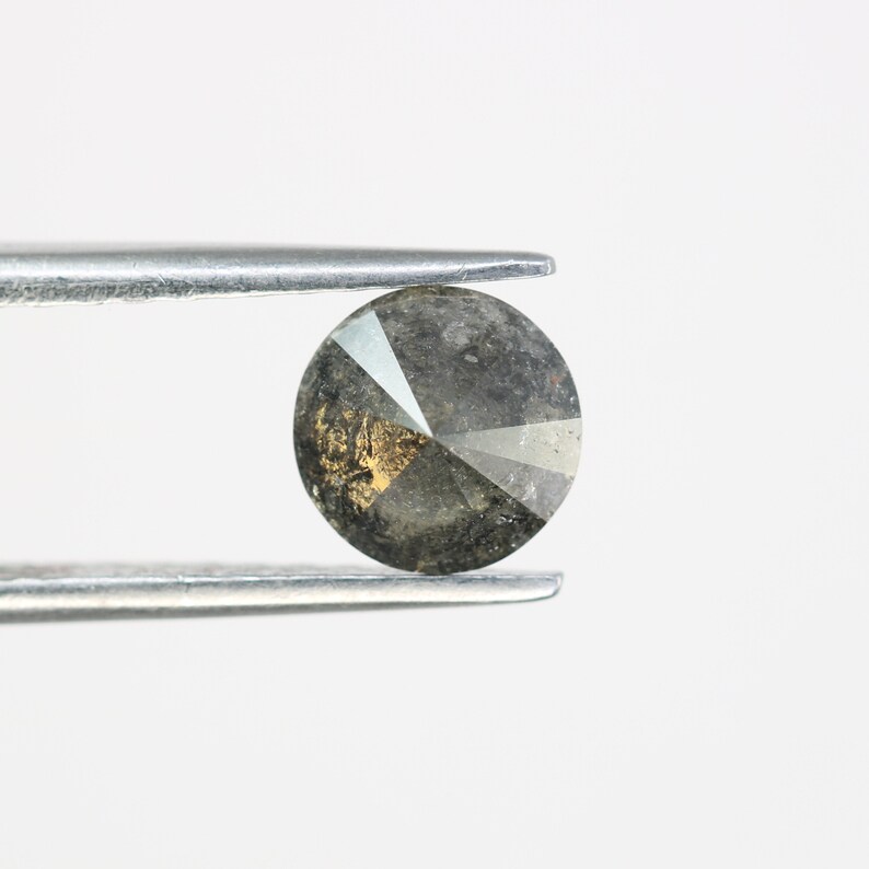 1.06 CT Natural Round Brilliant Cut Salt and Pepper Diamond for Engagement Ring