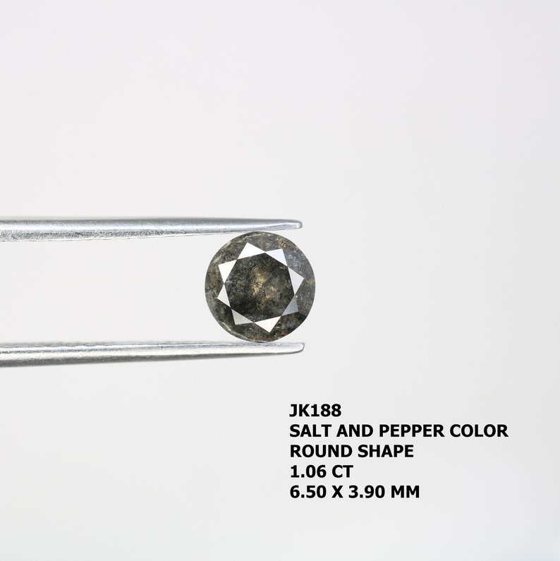 1.06 CT Natural Round Brilliant Cut Salt and Pepper Diamond for Engagement Ring