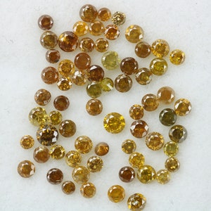 Full Yellow Round Brilliant Cut Natural Loose Diamond Ideal for Rings, Earrings, Jewelry Making Small Wholesale Price Diamonds