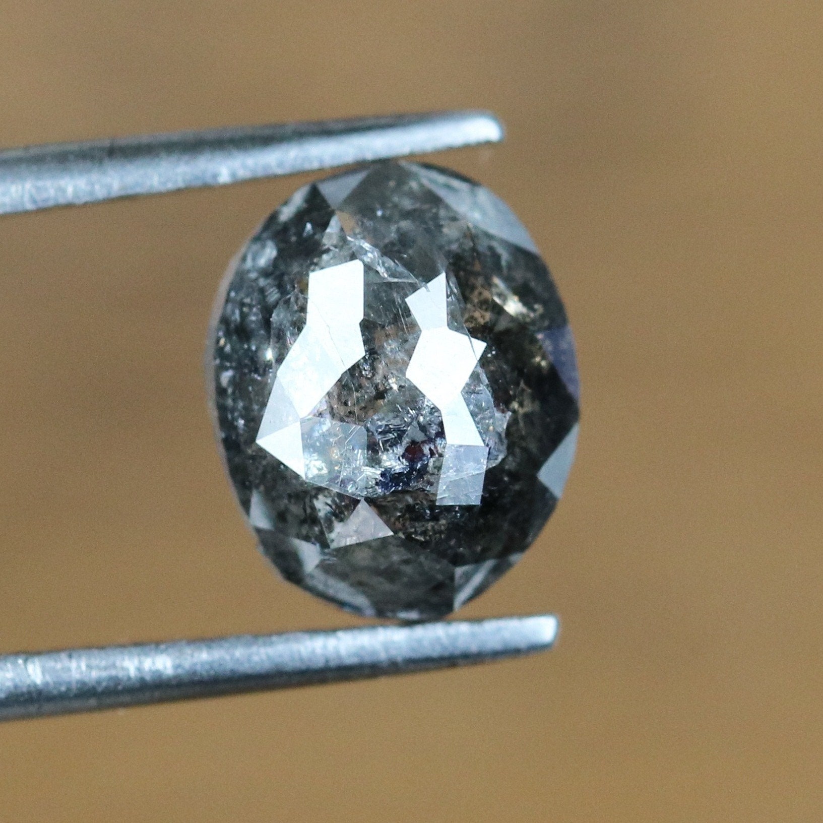 Salt and Pepper Oval Shape Diamond For Engagement Ring Etsy