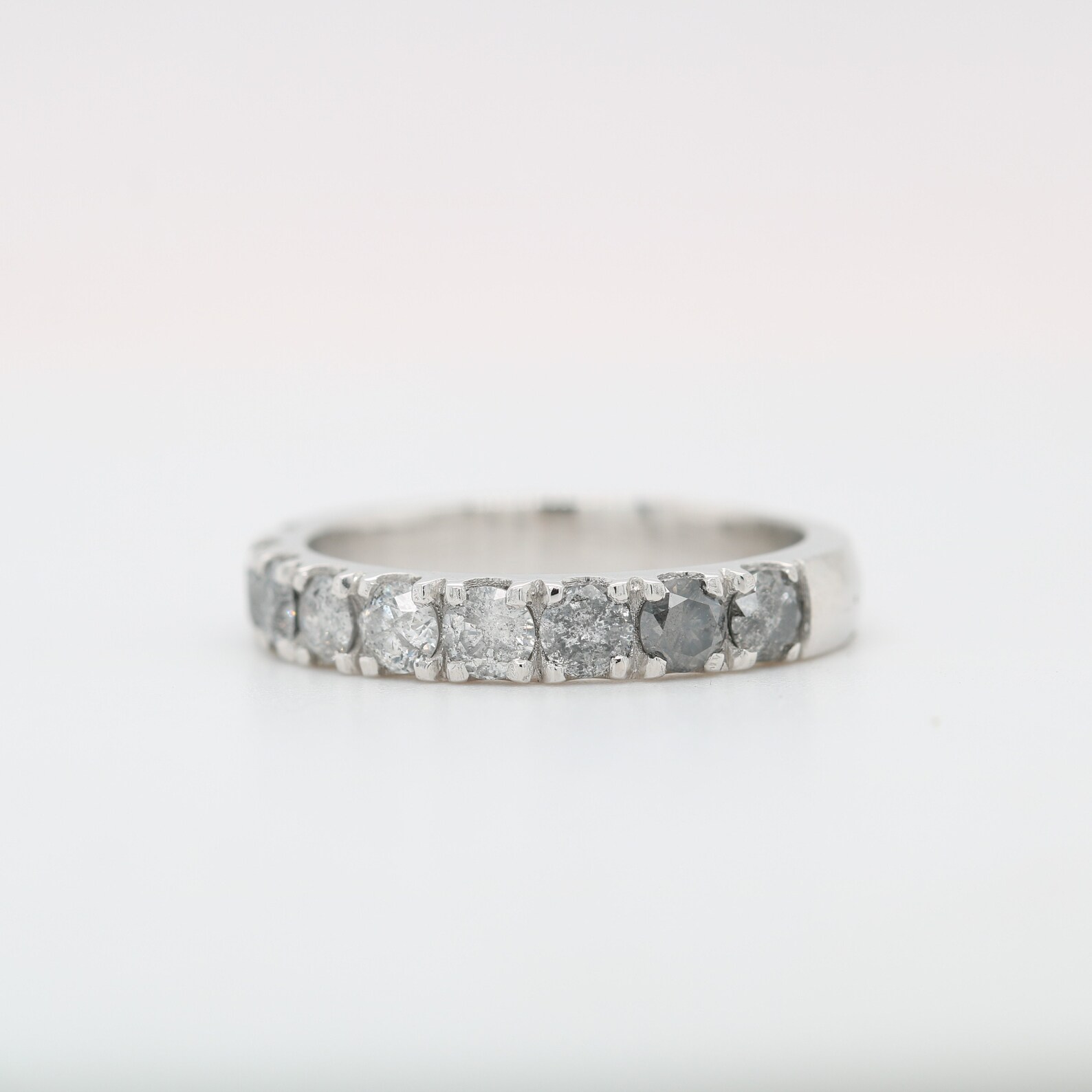 Salt and Pepper Diamond Half Eternity Band Etsy