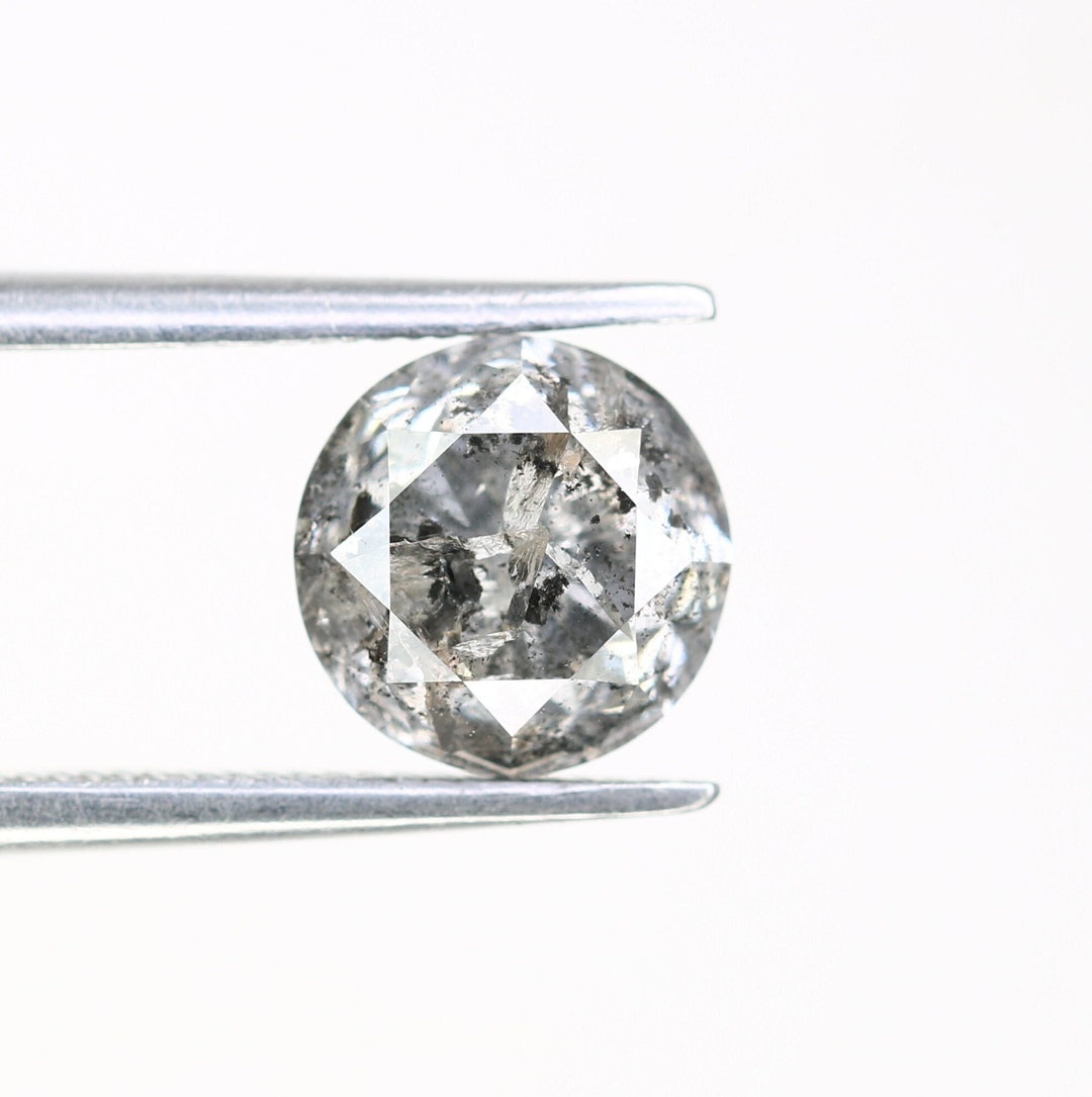 1.86ct Round Loose Salt and Pepper Diamond Ring Etsy