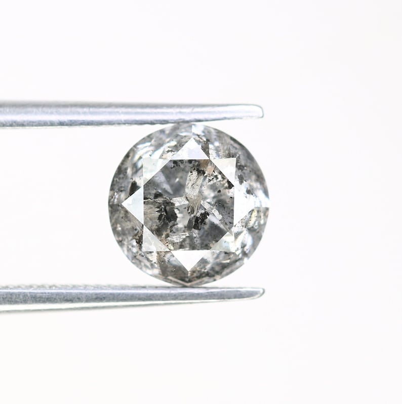 1.86ct Round Loose Salt and Pepper Diamond Ring Etsy