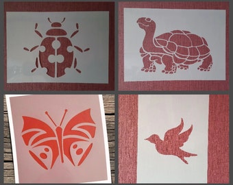 Schablonen Schildkröte Ornamente Tiermotive Bastelschablonen Tattoo Mariekäfer Taube Vorlagen Aufkleber Stencil Decor Fotowand Wall Stencils