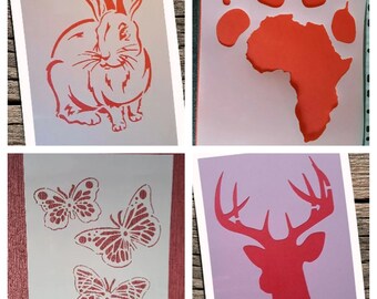 Schablonen Hase Tier Wall Stencils Vintage Bastelschablonen  Wandtattoo Vorlage Stencil  Airbrush Tattoo  Schmetterlinge Hirsch Hundepfote