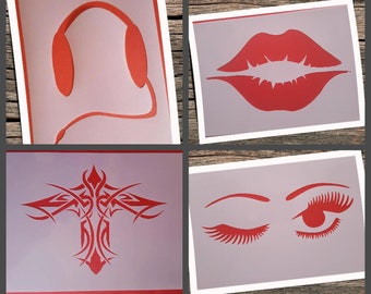 Schablonen Auge Wandtattoos Airbrush Leinwand Textilgestaltung Stencil Shabby chic Wall Stencils Decor Vorlage Tattoo Pflanzen  Blume Motive