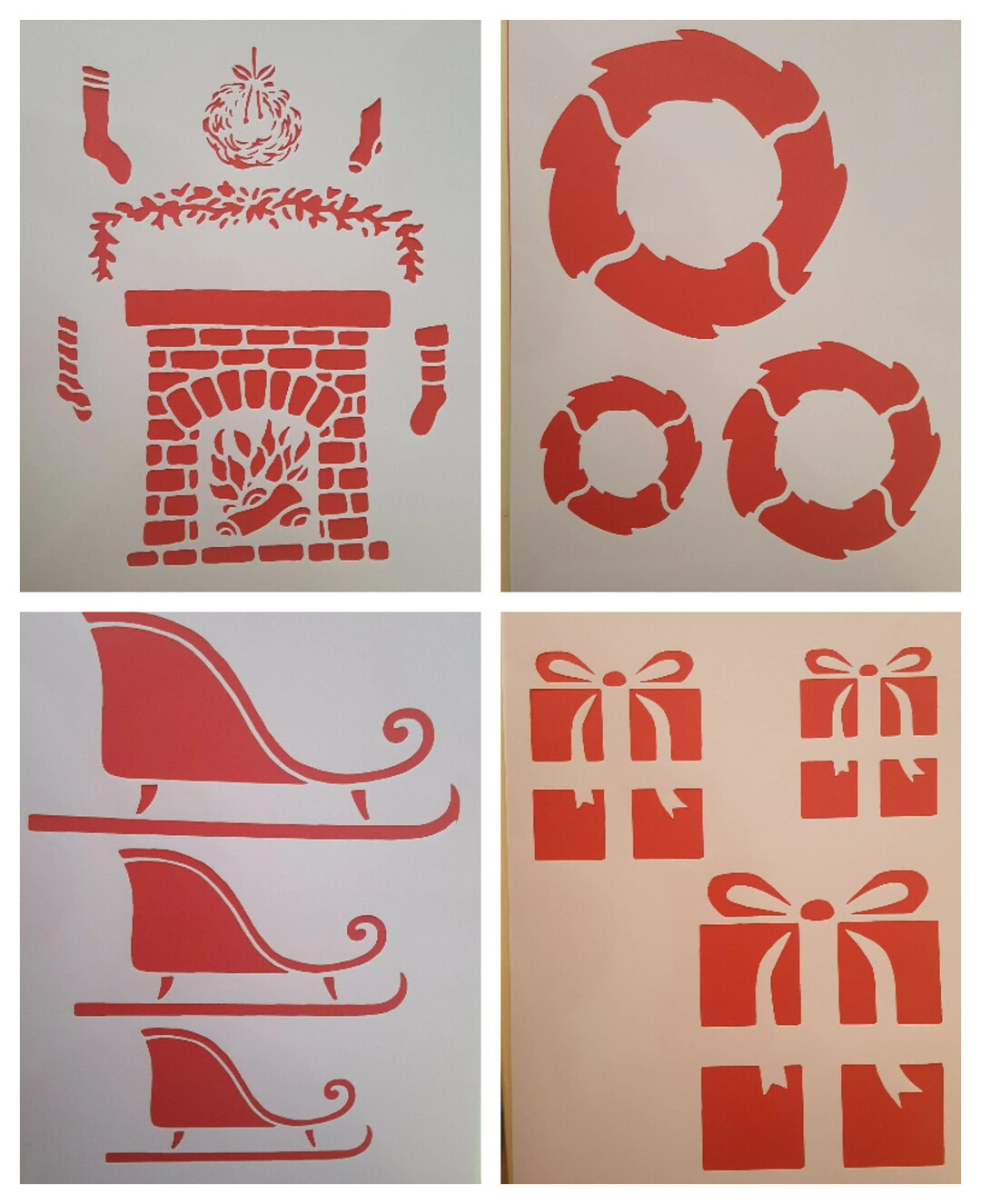 Stencils Christmas Fireplace Wall Decal Stencil Textile Design Etsy