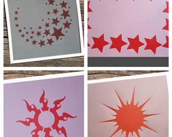 Muster Sterne Schablonen Wandbilder Collage Bastelschablone Schriftschablonen Flex-Schablone Himmelskörper Stencil Form Sonne Formen